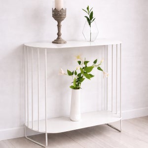 브론 철제 슬림 테이블 폭좁은 콘솔 화장대 거실 현관 복도 화이트 엔틱