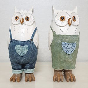 멜빵바지 앞치마 부엉이 (청) 장식품 인테리어소품 부엉이소품 선물