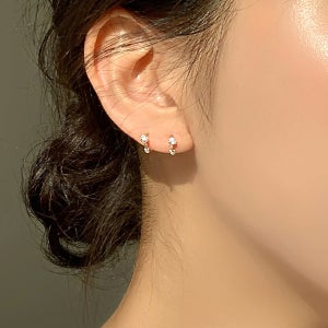 [무배] 실버925 초미니 큐빅 원터치 링 귀걸이