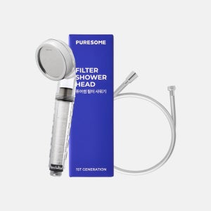 [SET] 퓨어썸 필터 샤워기+튜브 샤워호스 1.5M PVC샤워호스 물때방지