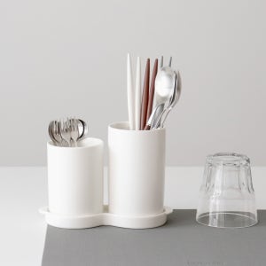 카모메키친 단아 2구 물빠짐 도자기 수저통