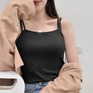 L-3XL 데일리 스퀘어넥 무지 민소매 스트랩 이너 끈나시 학생 교복