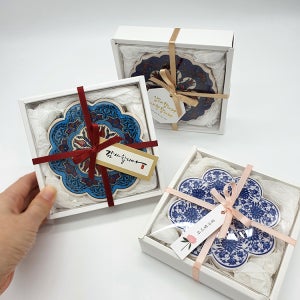[10셋트이상] 투르크와즈 컵받침(2P) Gift Set 티코스터 답례품 단체선물 퇴사선물