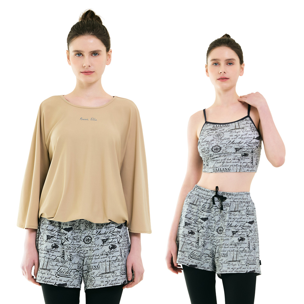 베이직엘르 여성인 빅사이즈 체형커버 루즈핏 래쉬가드 비치웨어 세트 모음