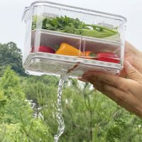 야채보관통 채반용기 투명 냉장고정리용기 물빠짐중 신선트레이 보관함