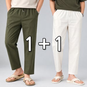 1+1 남자 와이드팬츠 남자린넨바지 밴딩 여름바지