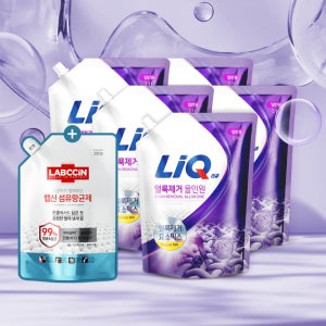 [슈퍼적립] 리큐 얼룩제거 올인원 세탁세제 2.1L파우치X5개 일반+랩신 항균제 코튼 800ml