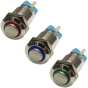 메탈 LED 12파이 푸쉬 락 스위치 DC12V - 24V