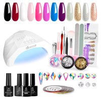 Beetles 셀프젤네일 세트 48W 네일램프 반짝이 12색 키트 12 Colors Home DIY Gel Nail kit