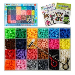 mytoys 디폼블럭8mm 2880피스 22색세트 도안집2권 열쇠고리 3p 망치
