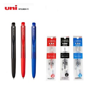 유니 시그노 노크식 볼펜 RT1 UMN-155-28 리필 UMR-82 흑,청,적 낱개