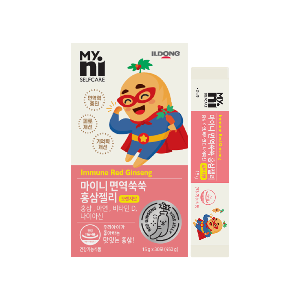 일동제약 마이니 면역쑥쑥 홍삼젤리 오렌지맛 15g X 30포 비타민디 아연
