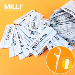 milli 치간치실 치간칫솔 일회용 치실 개별포장 대용량 300개