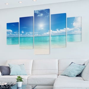 눈부신 풍경화 분할액자 거실인테리어 태양아래바다 중소형 가로 30cm 5개