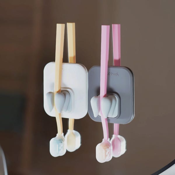 칫솔꽂이 거치대 Tooth 칫솔걸이 1P 실리바스 무타공 거꾸로 실리콘흡착