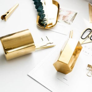 메탈 골드 펜꽂이 볼펜꽂이 육각 원형