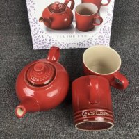 프랑스 명품 Le creuset 르쿠르제 티팟세트 주전자 찻잔 머그 세트 체리레드