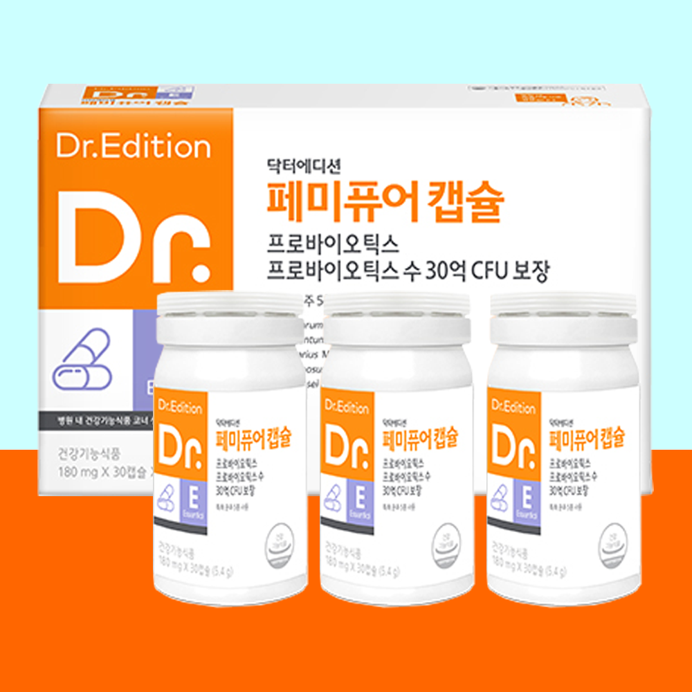 <b>닥터</b> 에디션 <b>페미퓨어 캡슐</b> 180mg x 30<b>캡슐</b> 1 3 6박스 질 유래 유산균