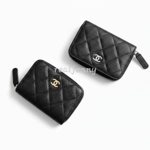 [국내배송] 샤넬 클래식 캐비어 지퍼형 카드홀더 블랙 금장/은장