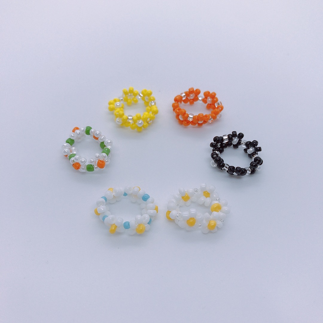 개망초와 친구들 가락지 비즈반지 원석반지 꽃반지 동백이반지 레이어드 핸드메이드