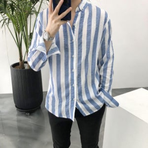 여름 린넨 큰ST 루즈핏 남자 남방 셔츠