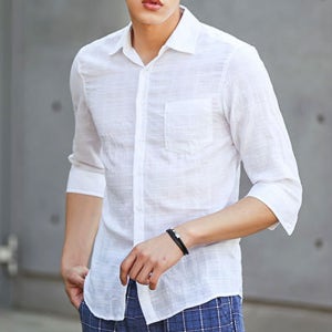 시원한 니엘버 7부 남방 빅사이즈 캐주얼 남자 셔츠 데일리룩