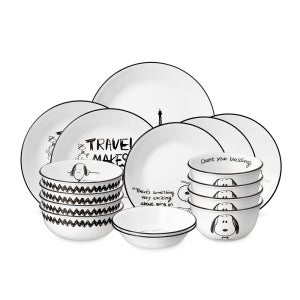 코렐 스누피앤찰리에디션 한국형 4인 16P 원형 홈세트 / 그릇추천 결혼선물 이사 집들이 신혼부부 캐릭터접시 키덜트 식기