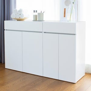 E0자재 다용도 서랍 수납장 800x390x847, 2단, 화이트 (ST9843)