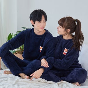 [에이원] 도그 패치 커플잠옷세트 극세사 밍크 파자마 홈웨어