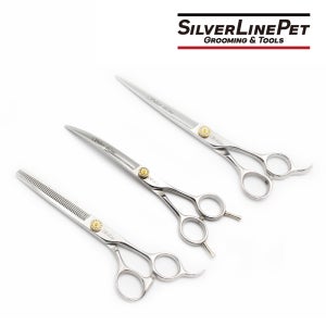 실버라인펫 NAC NAS NAT 아지 미용 국민가위 7인치 3종 세트 민 커브 숱가위
