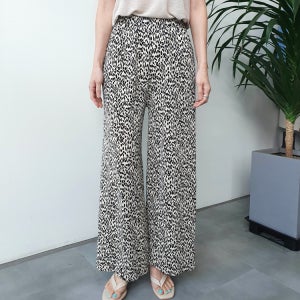 [국내제작] 호피 플리츠 밴딩 와이드 팬츠 주름 바지 빅사이즈 (2color)