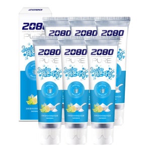 애경 2080 베이킹소다 퓨어 치약 레몬라임 120g, 6개