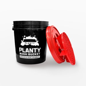 플렌티 세차 버킷 블랙 + 그릿가드 레드 + 감마씰 레드 / 세트 셀프 용품 물통 바스켓