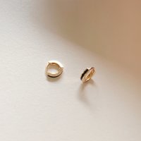 [르앙] 14k 블랙 라인 미니 원터치 링 귀걸이 / 낱개판매 4mm 귓바퀴 작은 링
