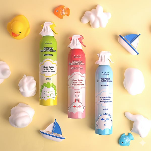 레시피박스 유아 버블클렌저 300ml 3종 A세트 아기 거품목욕놀이 스프레이