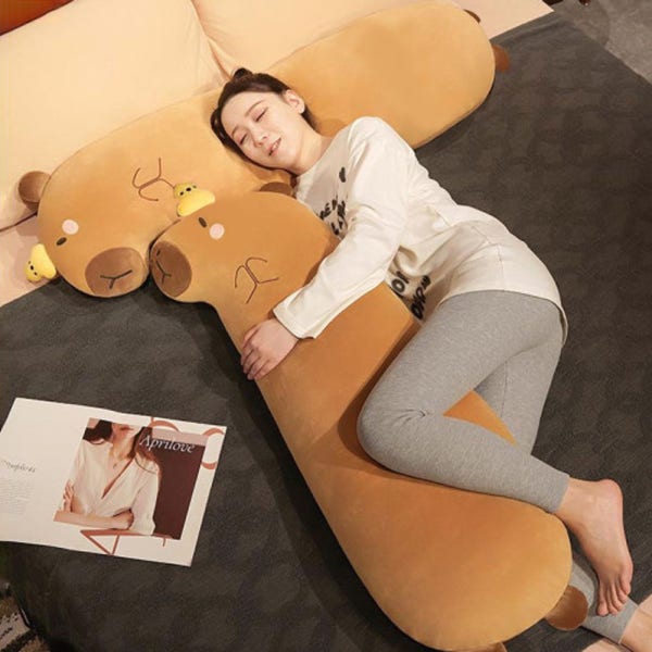 바디필로우 대형 안고자는 인형 냉감 긴 베개 모찌 롱쿠션 병아리 카피바라 100cm
