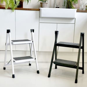 핫버튼 2단 사다리 광폭 작업 발판 가정용 접이식 주방 휴대용 간이 소형