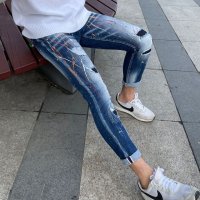 디스 스키니핏 페인팅스팟 슬림핏 밴딩 스판 남자청바지