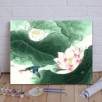 비가토 DIY 명화 그림 연꽃 새 풍경 유화 그리기 세트