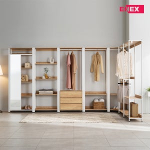 에넥스 ALL NEW 리얼스틸 드레스룸 철제 모듈 행거 옷장 안방 인테리어 1단 행거장