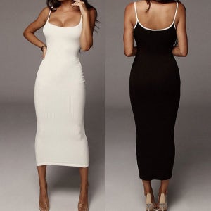 끈나시 골지 롱 원피스 섹시원피스 슬림핏 홀복