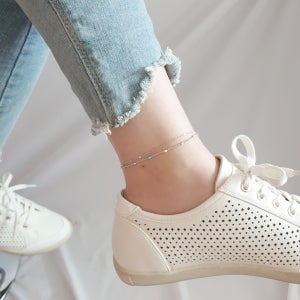 샤인 통통 볼 비비드 두줄 레이어드 발찌 팔찌