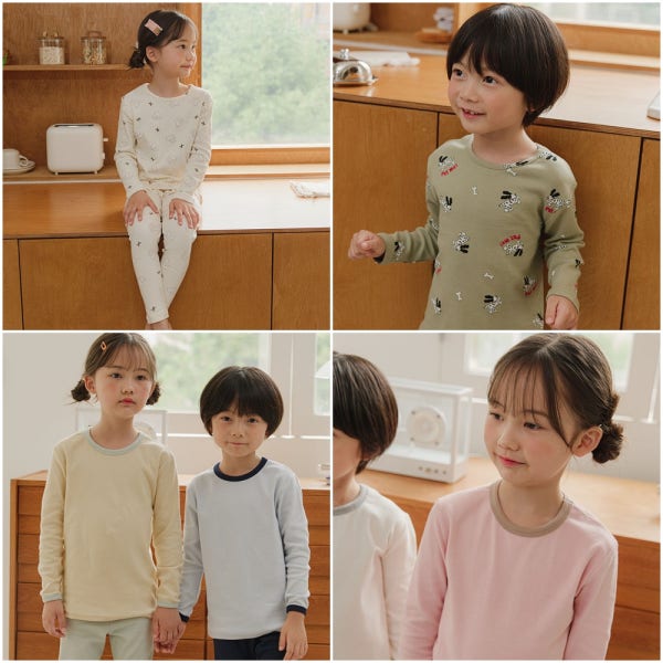 1+1 시크릿키즈 가을 아기 실내복 간절기 유아 아동 여아 남아 내복 국산 면 내의 잠옷
