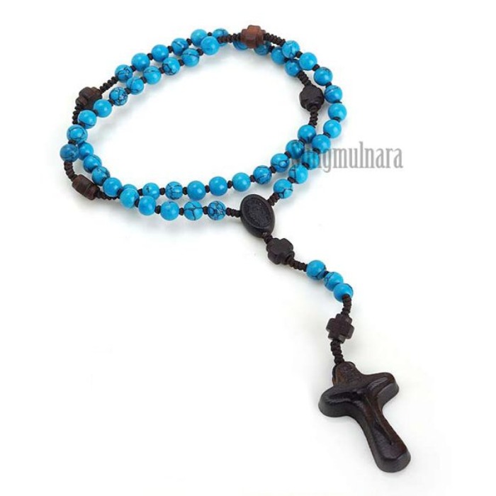 5단 기도 묵주/터키석 6mm 가톨릭 천주교 성물
