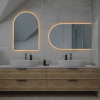 [안전인증] 욕실거울 화장대거울 벽걸이 벽 인테리어 제작 간접조명 LED아치형 거울