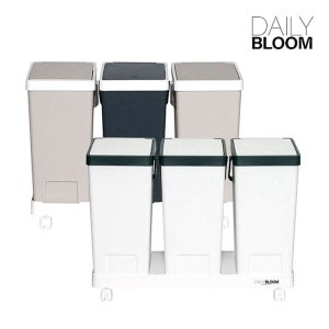 데일리 블룸 바퀴 이동식 원터치 가정용 분리수거함 휴지통 사무실 재활용 쓰레기통 2단 3단