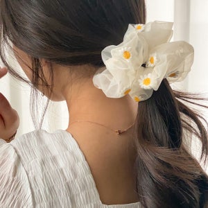 데이지 시스루 오간자 헤어슈슈 스크런치 곱창 머리끈 5color