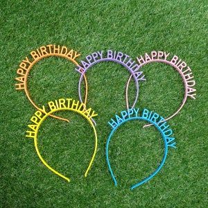 꽃의감성 HBD 생일머리띠(8컬러) 생일파티 해피벌스데이 왕관 파티햇