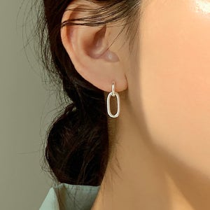 [무배] 실버925 심플 타원 하프 링 드롭 귀걸이