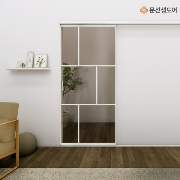 원슬라이딩 현관 중문 초슬림 도어 아파트 화이트 스타일 F 투명유리